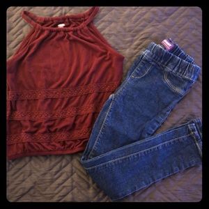Girls Old Navy outfit tank & skinny jeans S: 6